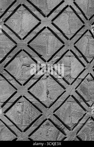 close up of a section of a sandstone column with carved pattern. Stock Photo