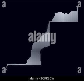 Western Sahara dotted map. Digital style map of the country on dark background. Western Sahara shape with circle dots. Colored dots style. Stock Vector