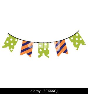 Hand-drawn cute flags. Halloween design. Isolated white background. Vector illustration in flat style. Stock Vector