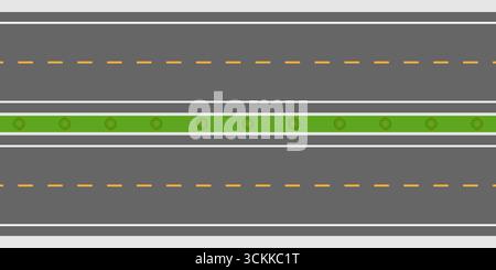 Highway or Asphalt Road Aerial Top View. Vector Illustration. Stock Vector