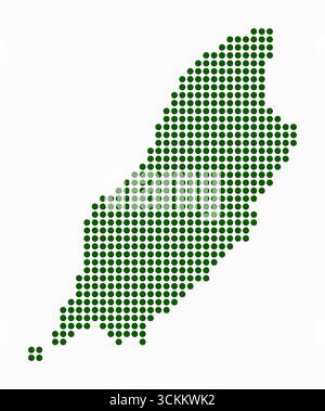 Isle of Man dotted map. Digital style map of the country on white background. Isle of Man shape with circle dots. Colored dots style. Stock Vector