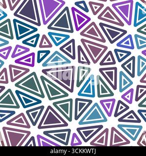 Mosaic background. Rounded solid shapes in frames. Large triangles size. Multiple colors style. Repeatable pattern. Artistic vector tiles. Stock Vector