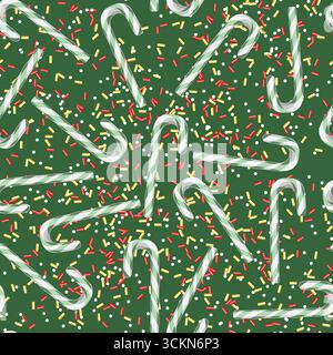 Candy cane candies and icing Christmas seamless pattern vector illustration Stock Vector