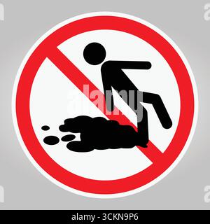 A vivid warning sign featuring a figure slipping on a wet surface, promoting safety awareness. Ideal for communication of caution in public spaces. Stock Vector