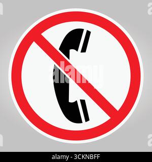 Eye-catching sign showcasing a mobile phone with a prohibition symbol. This clear warning emphasizes rules against mobile phone usage in specific area Stock Vector