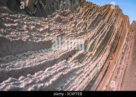 Interesting flysch structures on the Costa Verde in northern Spain. Stock Photo