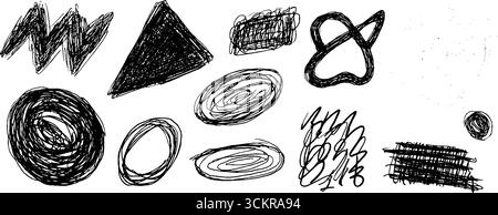 Abstract border zones collection with hand-drawn patterns for creative design projects. Stock Vector