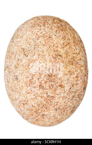 Top view of single orange pebble isolated on white background. Stock Photo