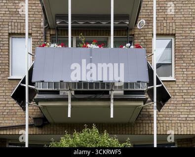Several solar panels on a balcony in Duesseldorf, Germany Stock Photo