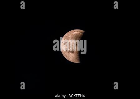 A blood Moon total lunar eclipse was visible on 7/8 September 2025. Observers based in in India, China, Russia, Australia and New Zealand, east Africa Stock Photo
