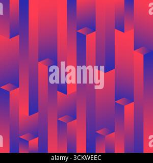 abstract geometric vertical prisms in a gradient from pink to blue creating depth modern digital artwork with sharp lines and visual rhythm ideal for Stock Vector