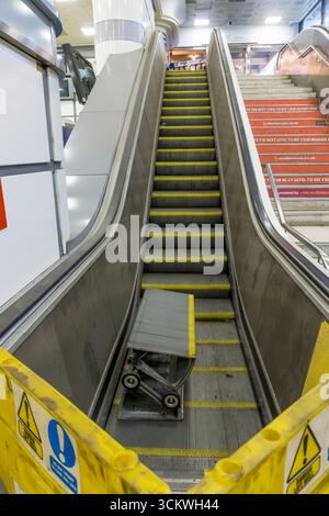 An escalator out of use at City Thameslink station, London. Stock Photo