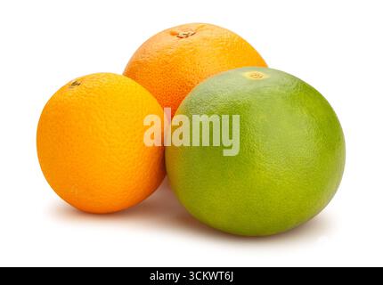 citrus fruit mix path isolated on white Stock Photo