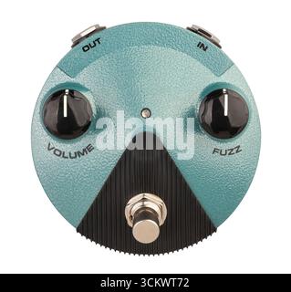 guitar fuzz pedal path isolated on white top view Stock Photo