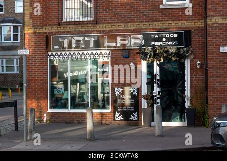 Tat Lab, a tattoo and piercing studio located in Bishops Stortford, Hertfordshire, UK. Stock Photo
