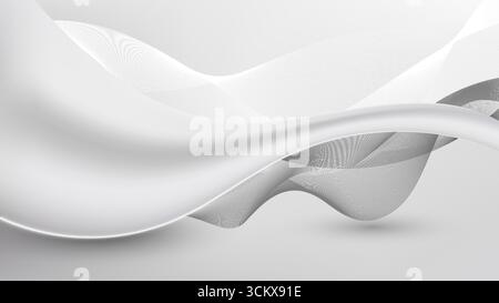 elegant abstract background of flowing translucent waves in white and gray fine lines add depth and texture modern minimal design with subtle light an Stock Vector