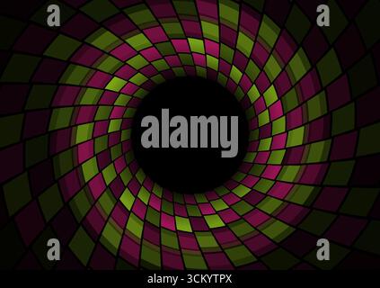 Concept dark tunnel from round forms with squares abstract tech background. Futuristic vector design Stock Vector