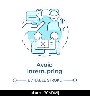 Avoid interrupting soft blue concept icon Stock Vector