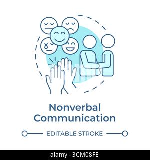 Nonverbal communication soft blue concept icon Stock Vector
