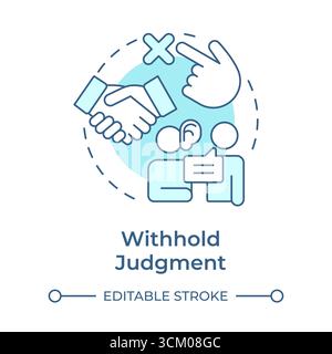 Withhold judgment soft blue concept icon Stock Vector