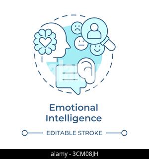 Emotional intelligence soft blue concept icon Stock Vector