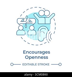 Encourages openness soft blue concept icon Stock Vector