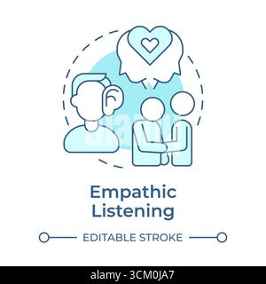 Empathic listening soft blue concept icon Stock Vector