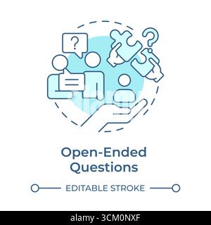 Open-ended questions soft blue concept icon Stock Vector