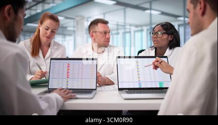Diverse Team Of Healthcare Administrators Analyzing Medical Billing Codes Online Stock Photo