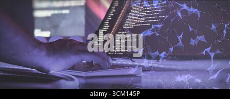 Futuristic coding and data network interface Stock Photo