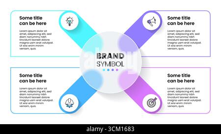 Infographic template with icons and 4 options or steps. Glass circle. Can be used for workflow layout, diagram, banner, webdesign. Vector illustration Stock Vector
