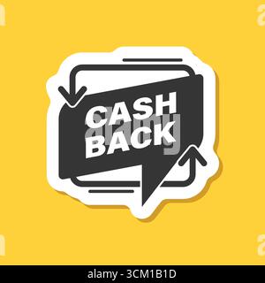 Cashback sticker icon in flat style. Money back label vector illustration on isolated background. Cash back poster sign business concept. Stock Vector