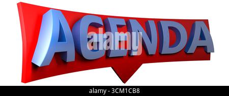 AGENDA arrow sign pointing down, isolated on white background Stock Photo