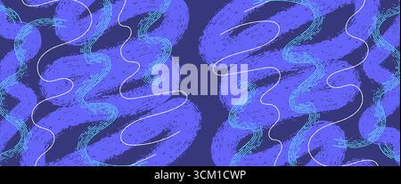 Abstract Background with Thick Curved Hand Brush Strokes for Kids Event Poster and Banner Design Elements Stock Vector