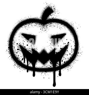 Halloween pumpkin horror in graffiti style on white background, Scary pumpkins. Stock Vector