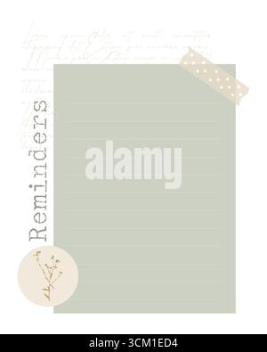 Reminder template, vintage collage, for notes, to-do list, planner. Vector illustration Stock Vector
