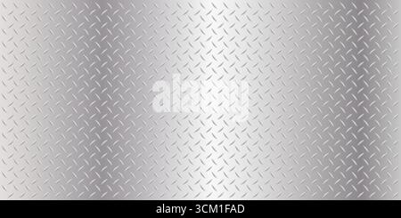 Aluminum diamond plate industrial metallic tread seamless steel background Industrial-themed graphics. Texture aluminum or iron. Vector illustration Stock Vector