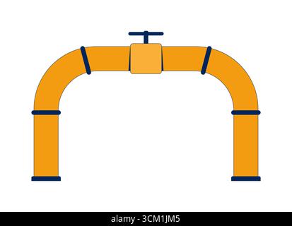 Industrial gas pipeline with control valve 2D cartoon object Stock Vector