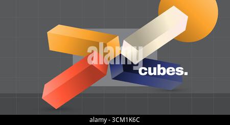 Abstract Geometric Background with 3D Colorful Cubes in Minimalist Concept, for Business Presentation Design or Creative Event Backdrop Stock Vector