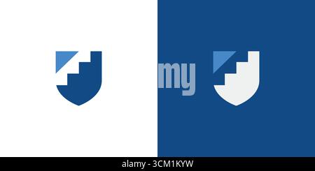 Design a modern and strong shield ladder logo Stock Vector