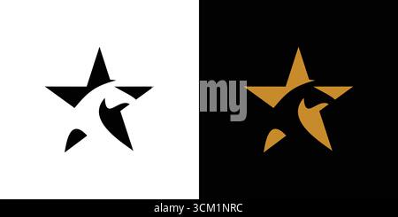 Abstract design of a strong and modern horse star logo Stock Vector