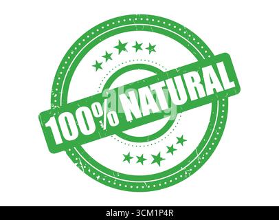 A 100% Natural Rubber Stamp Seal with a Dotted Circle Stock Vector