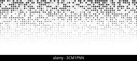 Black cross halftone gradient forming abstract geometric fade. Minimal modern texture, monochrome pattern, dynamic digital transition for posters Stock Vector