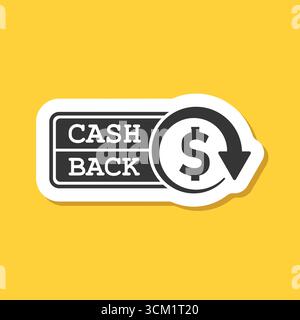 Cashback sticker icon in flat style. Money back label vector illustration on isolated background. Cash back poster sign business concept. Stock Vector