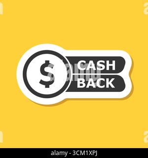 Cashback sticker icon in flat style. Money back label vector illustration on isolated background. Cash back poster sign business concept. Stock Vector