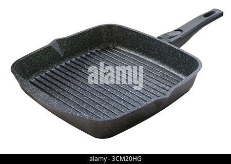 Square non-stick grill pan, isolated on white background Stock Photo