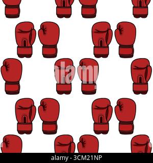 Seamless vector pattern of maroon boxing gloves, arranged in a dynamic, repeating design, perfect for sportswear or fighting-themed projects. Stock Vector