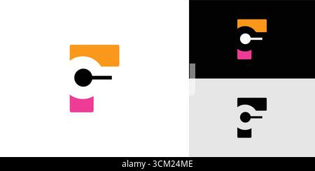 Modern and unique initial F clock logo design Stock Vector