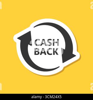 Cashback sticker icon in flat style. Money back label vector illustration on isolated background. Cash back poster sign business concept. Stock Vector