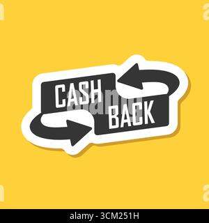 Cashback sticker icon in flat style. Money back label vector illustration on isolated background. Cash back poster sign business concept. Stock Vector